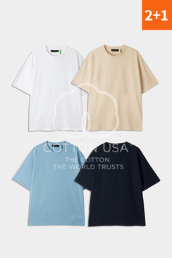 [출시 기념 2+1] 22SS USA 코튼 세미오버핏 티셔츠 4color - 더니트컴퍼니